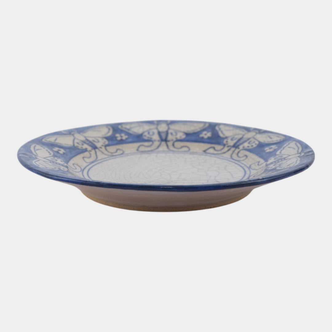 Dedham Pottery 1896-1928 Arts And Crafts Pottery Blue Luna Moth Ceramic Plate - Just Art Pottery