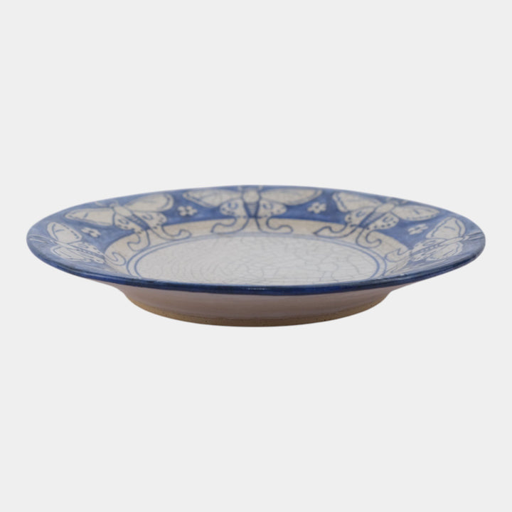 Dedham Pottery 1896-1928 Arts And Crafts Pottery Blue Luna Moth Ceramic Plate - Just Art Pottery