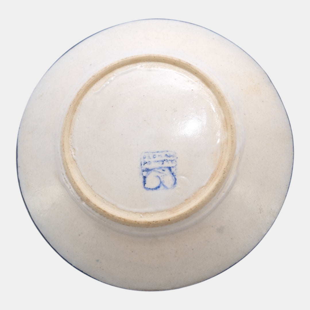 Dedham Pottery 1896-1928 Arts And Crafts Pottery Blue Luna Moth Ceramic Plate - Just Art Pottery