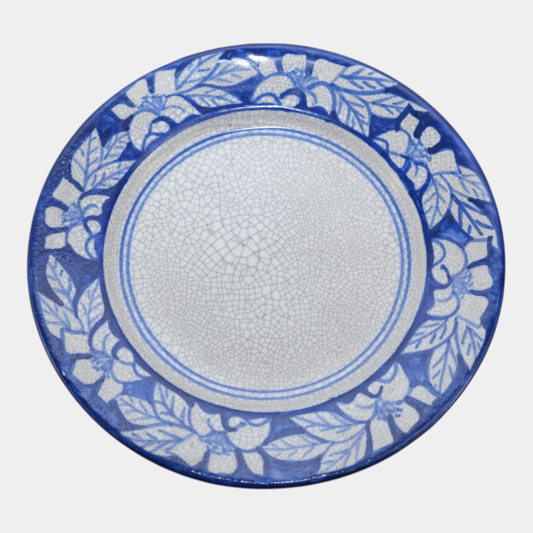 Dedham Pottery 1929-1943 Arts And Crafts Pottery Blue Floral Azalea Plate - Just Art Pottery