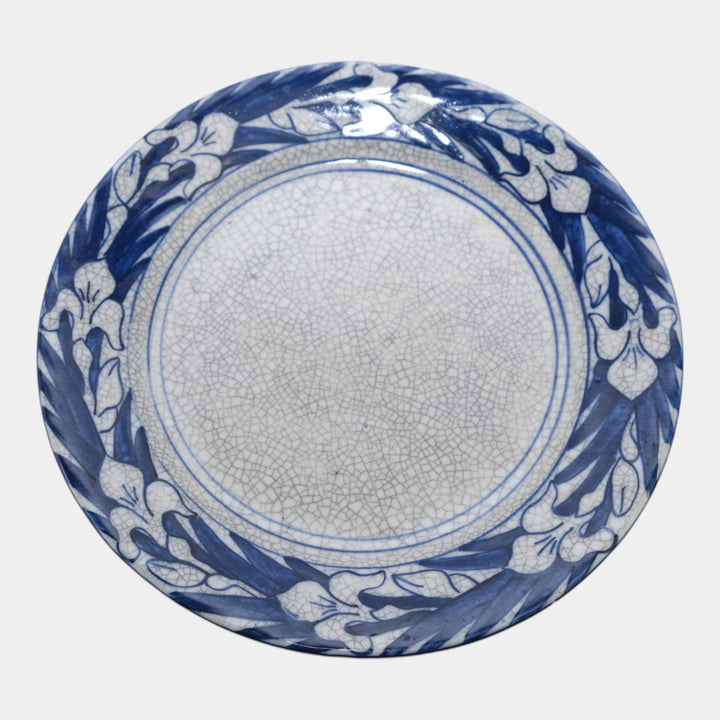 Dedham Pottery 1896-1928 Arts And Crafts Pottery Blue Floral Iris Ceramic Plate - Just Art Pottery