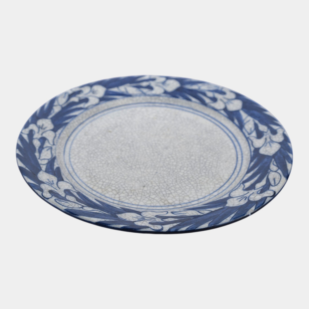 Dedham Pottery 1896-1928 Arts And Crafts Pottery Blue Floral Iris Ceramic Plate - Just Art Pottery