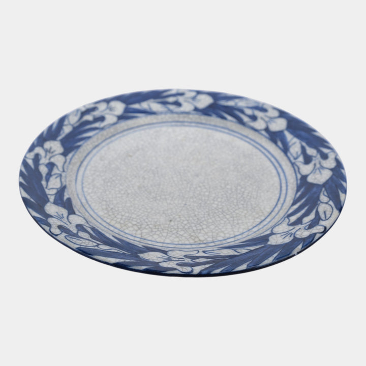 Dedham Pottery 1896-1928 Arts And Crafts Pottery Blue Floral Iris Ceramic Plate - Just Art Pottery