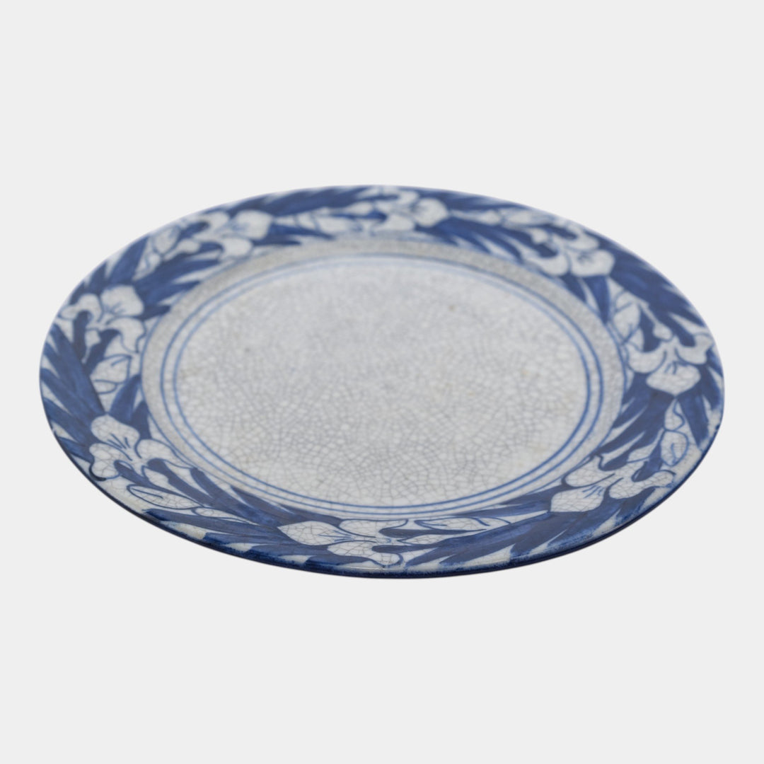 Dedham Pottery 1896-1928 Arts And Crafts Pottery Blue Floral Iris Ceramic Plate - Just Art Pottery