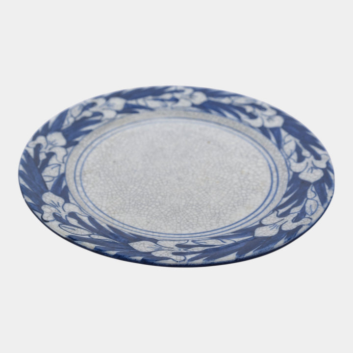 Dedham Pottery 1896-1928 Arts And Crafts Pottery Blue Floral Iris Ceramic Plate - Just Art Pottery