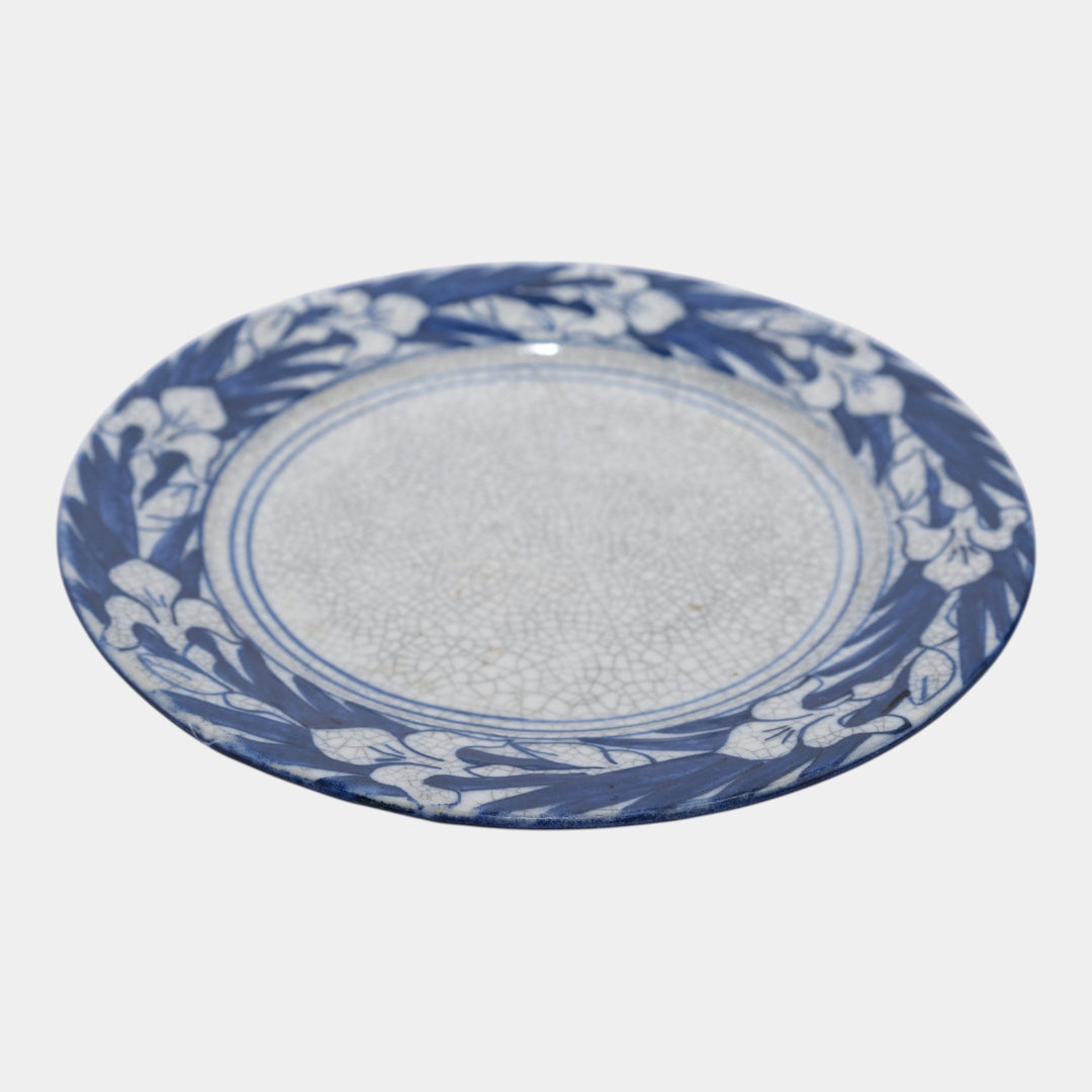 Dedham Pottery 1896-1928 Arts And Crafts Pottery Blue Floral Iris Ceramic Plate - Just Art Pottery
