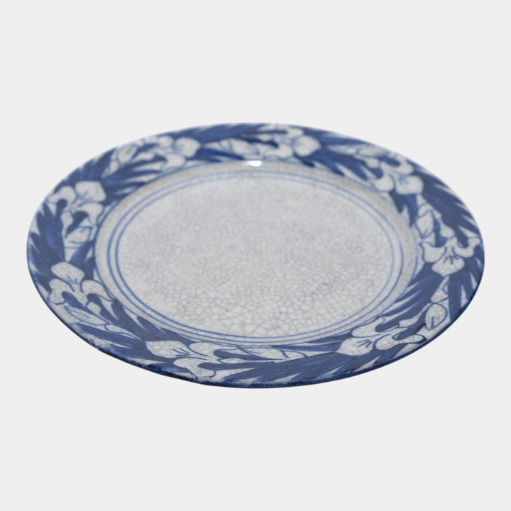 Dedham Pottery 1896-1928 Arts And Crafts Pottery Blue Floral Iris Ceramic Plate - Just Art Pottery
