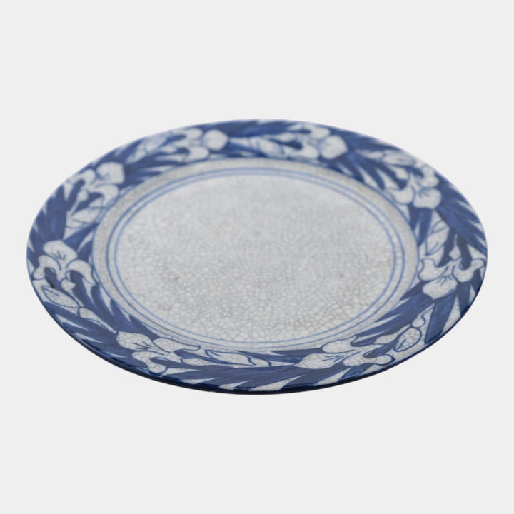 Dedham Pottery 1896-1928 Arts And Crafts Pottery Blue Floral Iris Ceramic Plate - Just Art Pottery