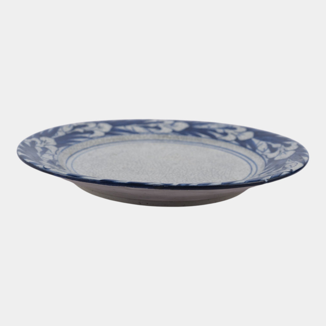 Dedham Pottery 1896-1928 Arts And Crafts Pottery Blue Floral Iris Ceramic Plate - Just Art Pottery