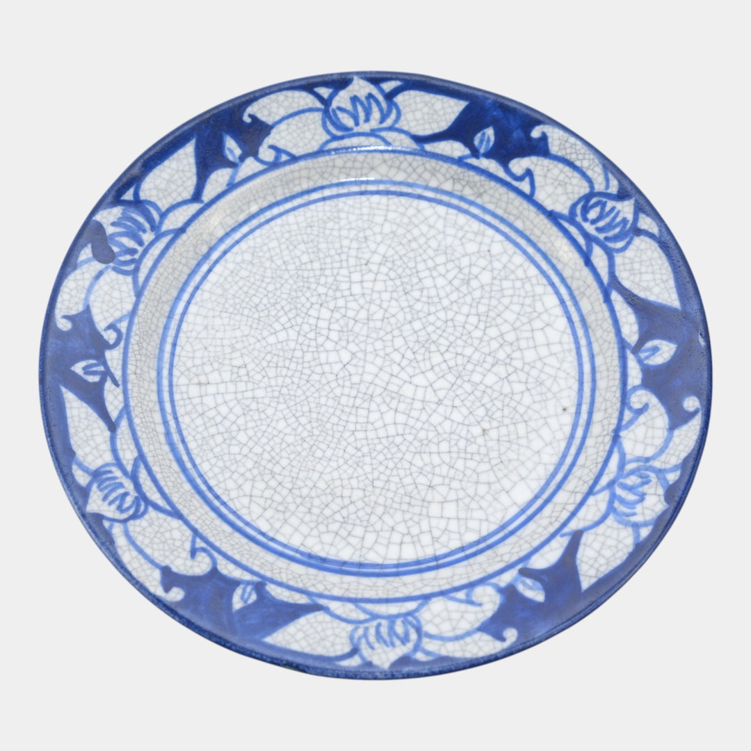Dedham Pottery 1931 Arts And Crafts Blue Floral Magnolia Pattern Salad Plate - Just Art Pottery