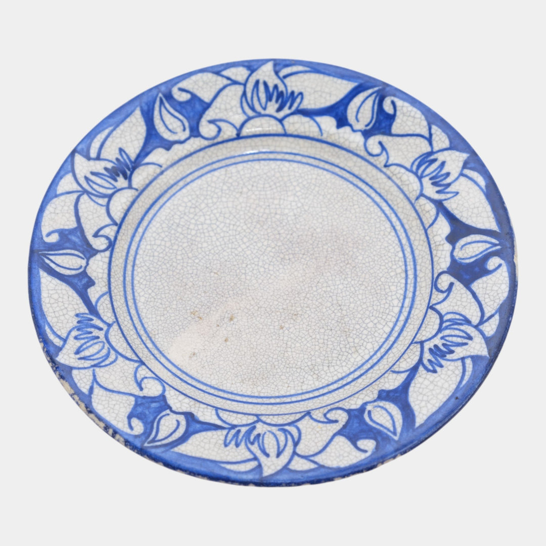 Dedham Pottery 1896-1928 Arts And Crafts Pottery Blue Magnolia Bread Plate - Just Art Pottery