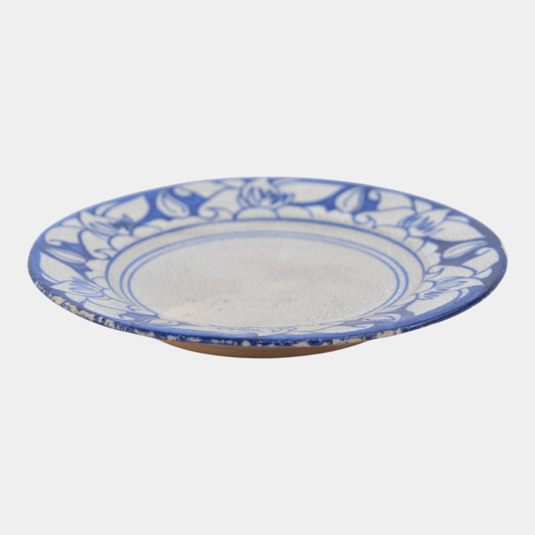 Dedham Pottery 1896-1928 Arts And Crafts Pottery Blue Magnolia Bread Plate - Just Art Pottery