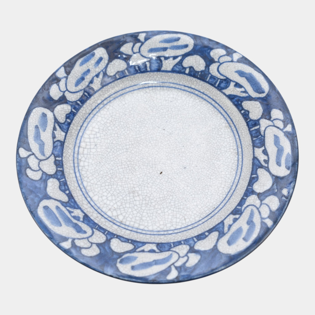 Dedham Pottery 1896-1928 Arts And Crafts Pottery Blue Snowtree Bread Plate - Just Art Pottery