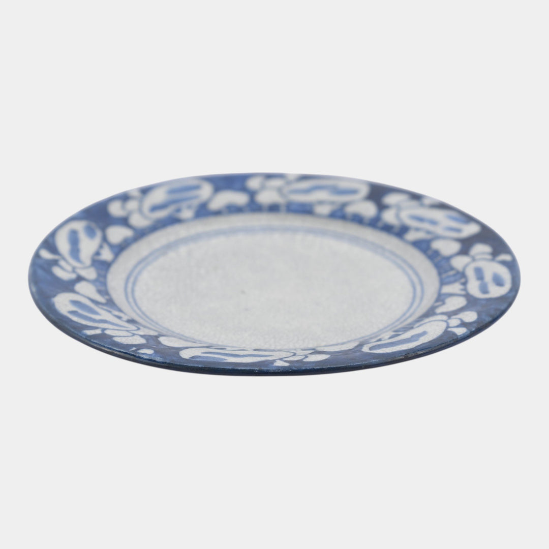 Dedham Pottery 1896-1928 Arts And Crafts Pottery Blue Snowtree Bread Plate - Just Art Pottery