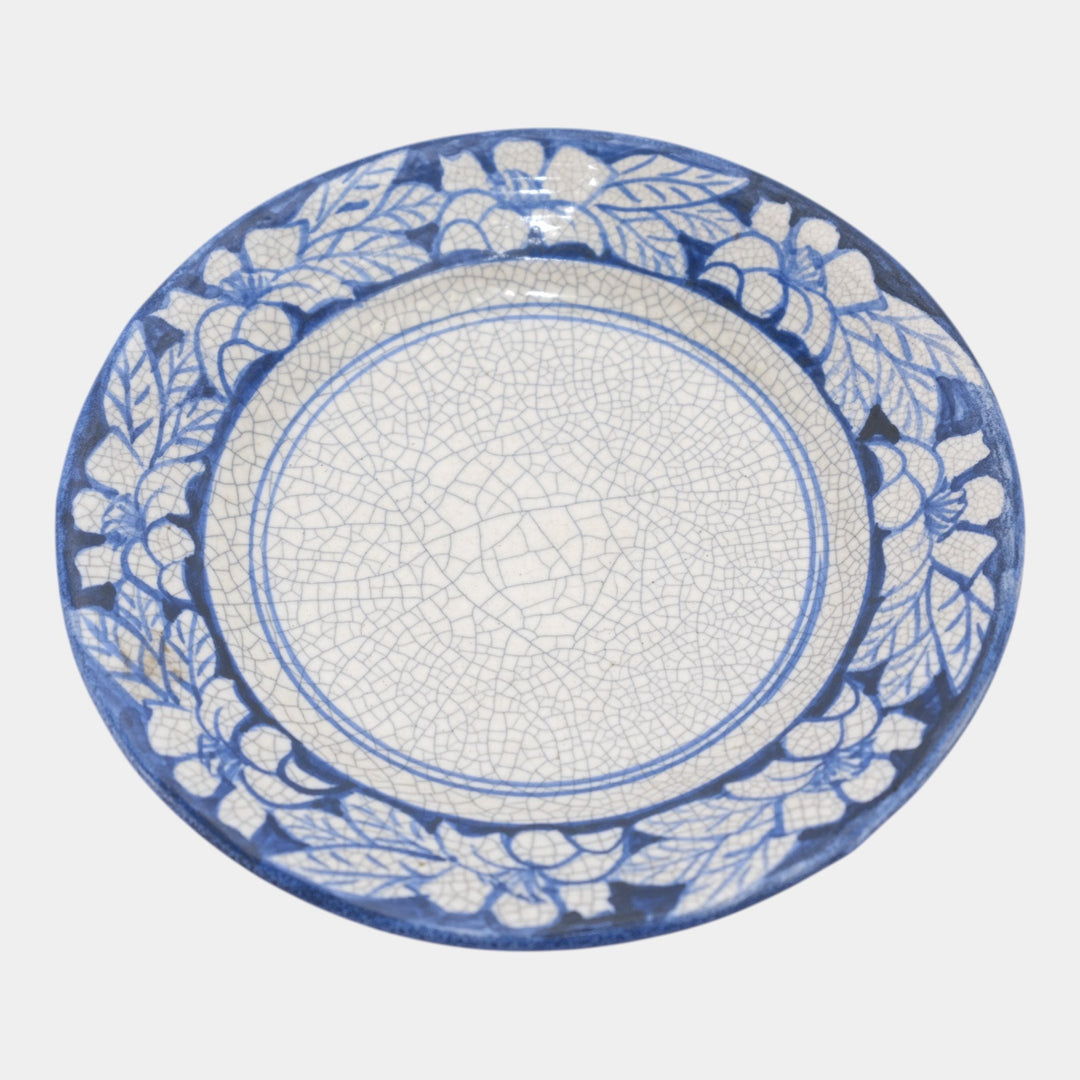 Dedham Pottery 1929-1943 Arts And Crafts Pottery Blue Floral Azalea Bread Plate - Just Art Pottery