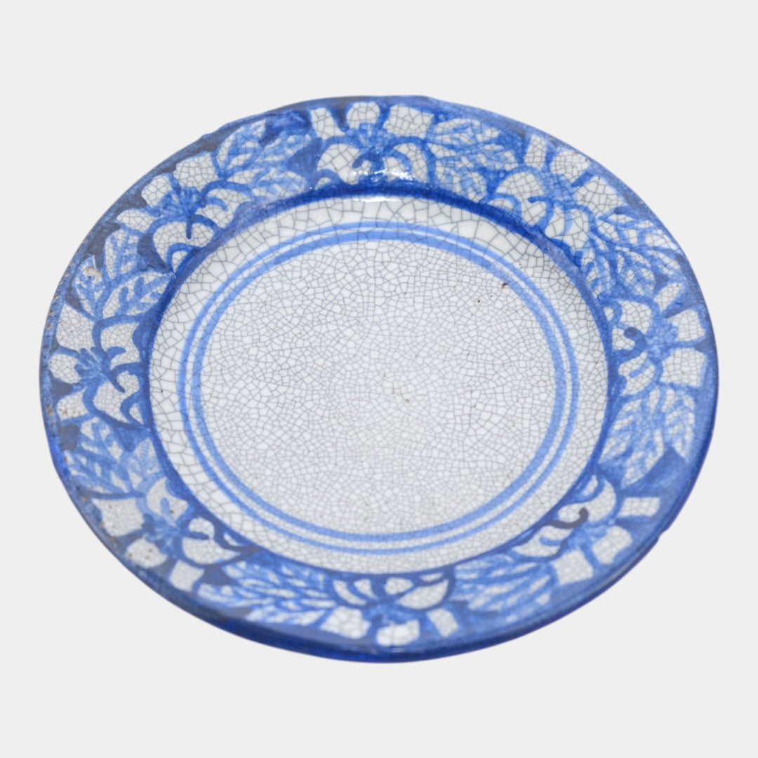 Dedham Pottery 1929-1943 Arts And Crafts Pottery Blue Floral Azalea Butter Plate - Just Art Pottery