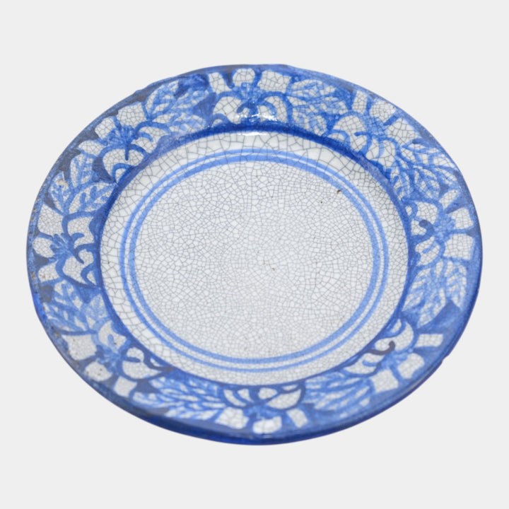 Dedham Pottery 1929-1943 Arts And Crafts Pottery Blue Floral Azalea Butter Plate - Just Art Pottery
