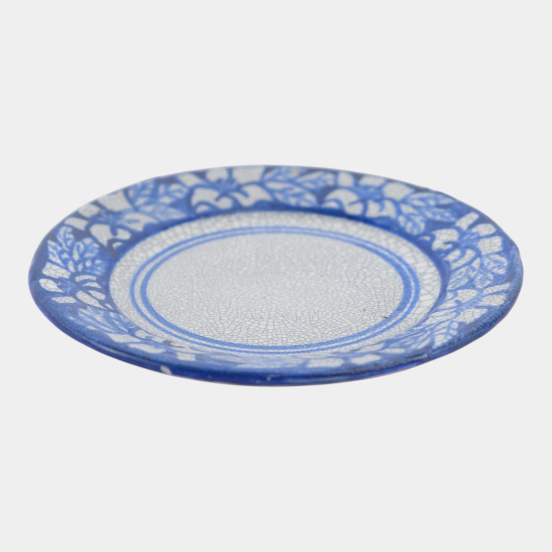 Dedham Pottery 1929-1943 Arts And Crafts Pottery Blue Floral Azalea Butter Plate - Just Art Pottery