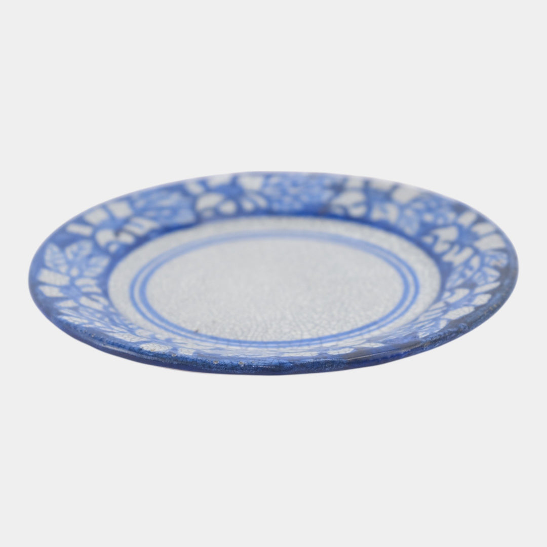 Dedham Pottery 1929-1943 Arts And Crafts Pottery Blue Floral Azalea Butter Plate - Just Art Pottery