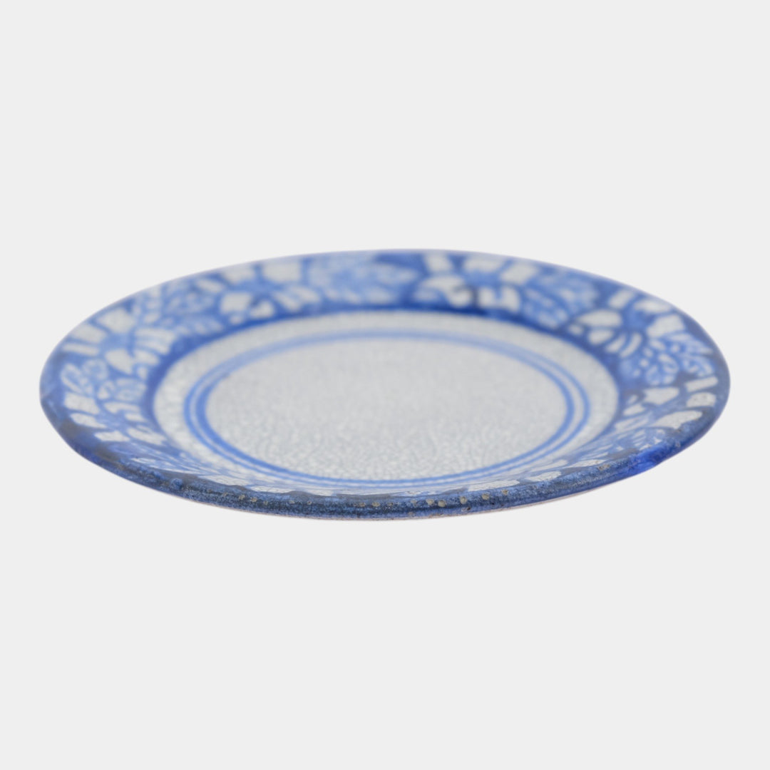 Dedham Pottery 1929-1943 Arts And Crafts Pottery Blue Floral Azalea Butter Plate - Just Art Pottery
