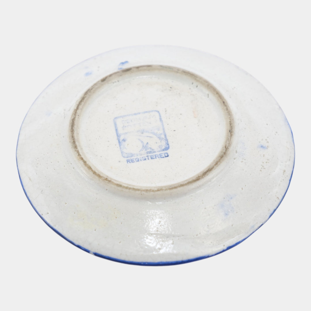Dedham Pottery 1929-1943 Arts And Crafts Pottery Blue Floral Azalea Butter Plate - Just Art Pottery