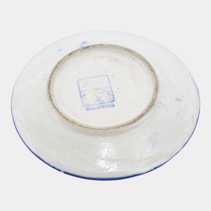 Dedham Pottery 1929-1943 Arts And Crafts Pottery Blue Floral Azalea Butter Plate - Just Art Pottery