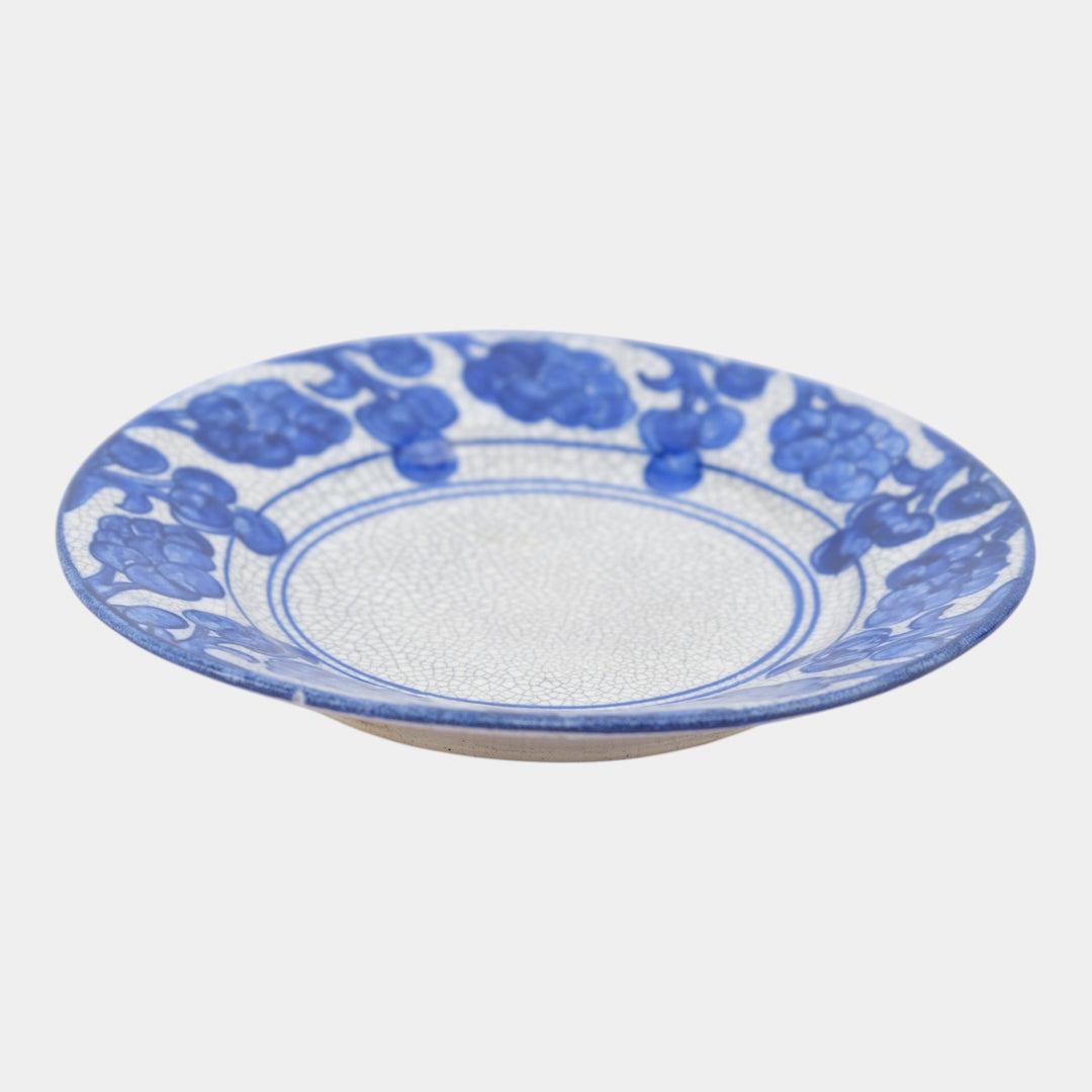 Dedham Pottery 1896-1928 Arts And Crafts Pottery Blue Grape Pattern Bread Plate - Just Art Pottery