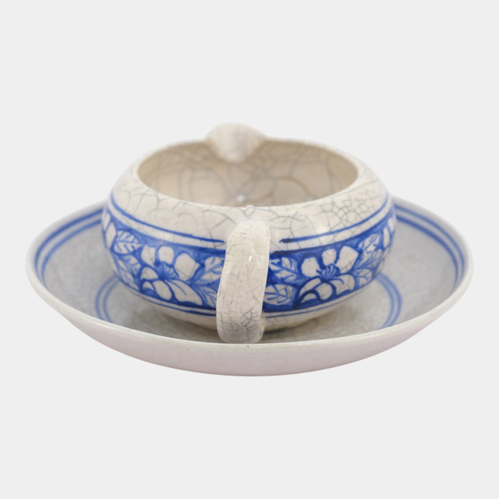 Dedham Pottery 1896-1928 Arts And Crafts Blue Azalea Ceramic Creamer and Saucer - Just Art Pottery
