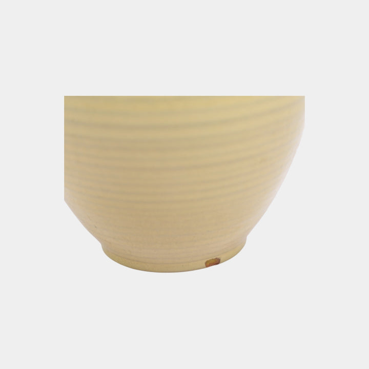 Marblehead Vintage Arts and Crafts Pottery Yellow Ringed Ceramic Handled Pitcher - Just Art Pottery