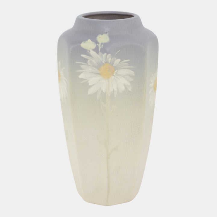 Weller Hudson Light 1920s Vintage Art Pottery Hand Painted Daisies Ceramic Vase - Just Art Pottery