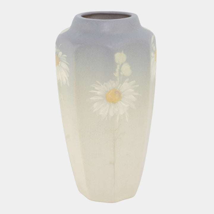 Weller Hudson Light 1920s Vintage Art Pottery Hand Painted Daisies Ceramic Vase - Just Art Pottery