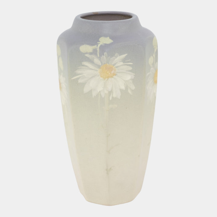 Weller Hudson Light 1920s Vintage Art Pottery Hand Painted Daisies Ceramic Vase - Just Art Pottery