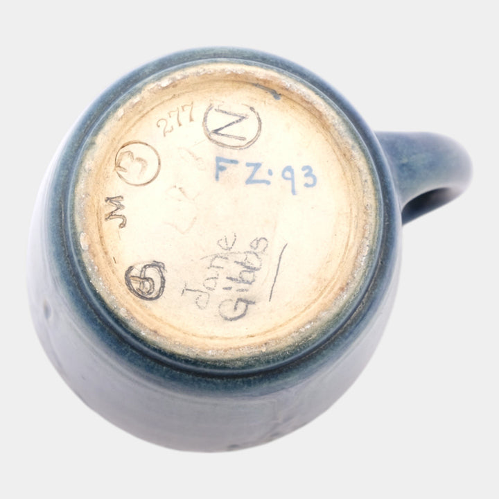 Newcomb College 1913 Art Pottery Hand Built Blue Floral Rose Motto Mug - Just Art Pottery