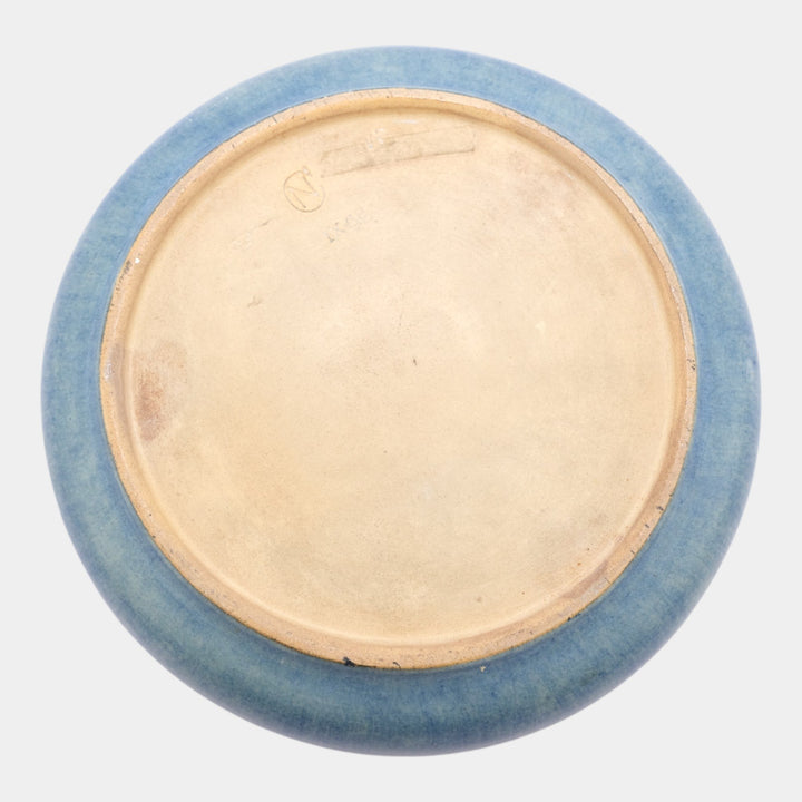 Newcomb College 1917 Vintage Arts and Crafts Pottery Blue Floral Ceramic Bowl - Just Art Pottery