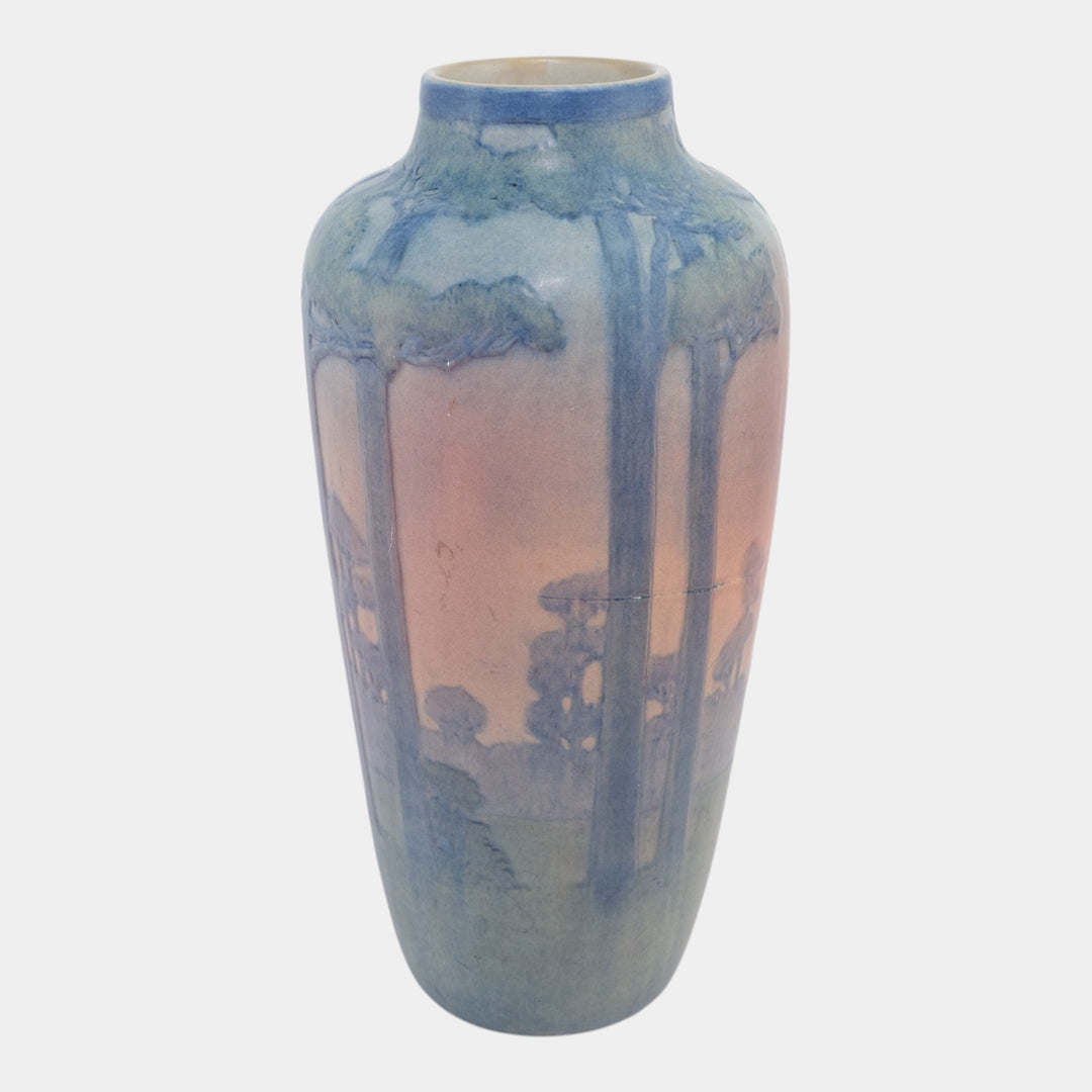 Newcomb College 1918 Arts And Crafts Monumental Twilight Tall Scenic Vase Irvine - Just Art Pottery