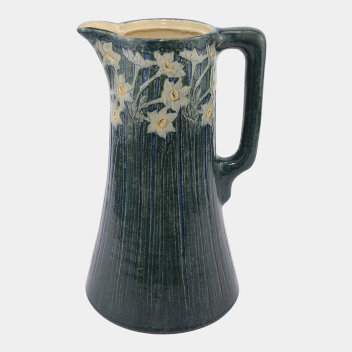 Newcomb College 1909 Art Pottery High Glaze Floral Tall Pitcher Simpson - Just Art Pottery