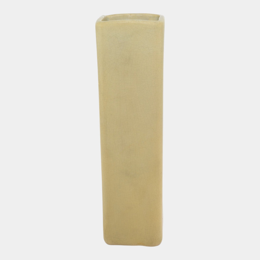 Weller Etched Matte 1905 Vintage Art Pottery Floral Ivory Ceramic Square Vase - Just Art Pottery