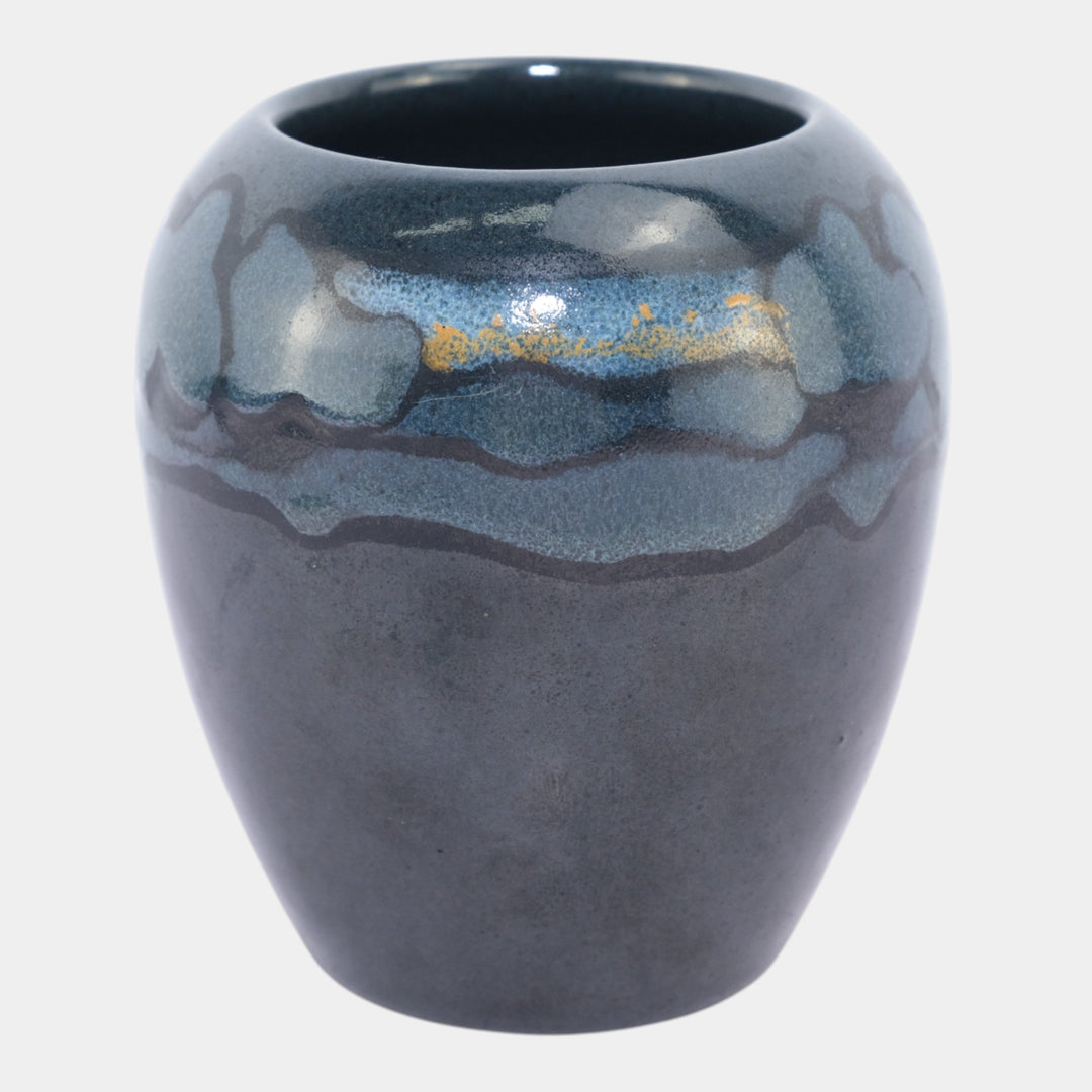 Paul Revere Saturday Evening Girls Pottery 1920s Blue Scenic Banded Ceramic Vase - Just Art Pottery