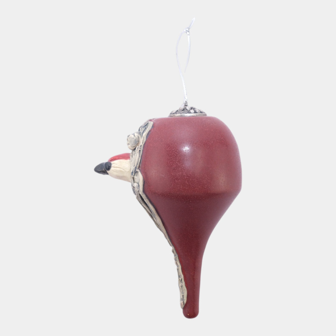 Ephraim Faience Hand Made Art Pottery Red Ceramic Woodpecker Ornament - Just Art Pottery