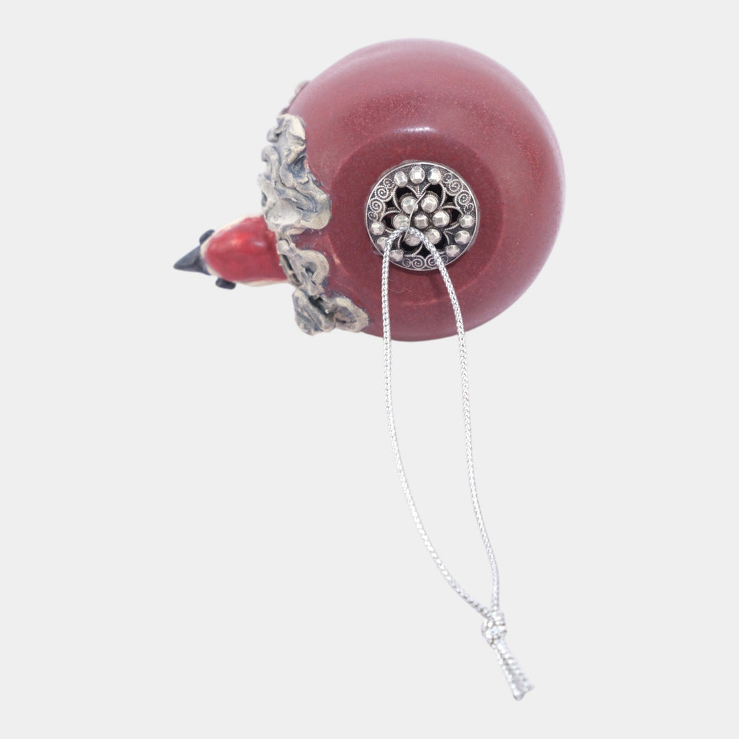 Ephraim Faience Hand Made Art Pottery Red Ceramic Woodpecker Ornament - Just Art Pottery