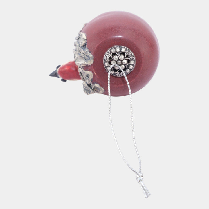 Ephraim Faience Hand Made Art Pottery Red Ceramic Woodpecker Ornament - Just Art Pottery