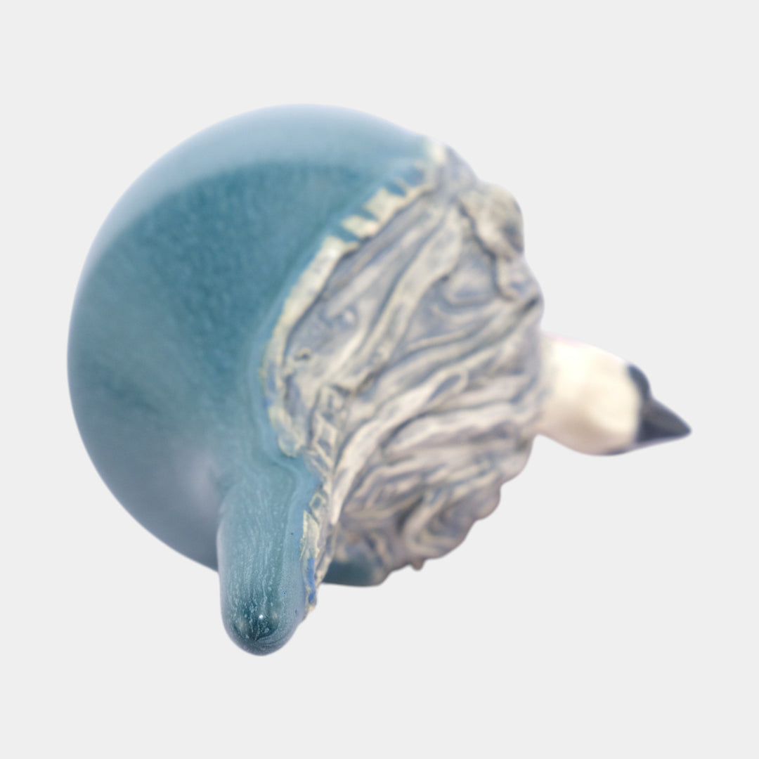 Ephraim Faience Hand Made Art Pottery Teal Ceramic Woodpecker Ornament - Just Art Pottery