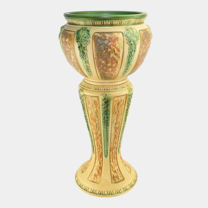 Roseville Florentine II 1933 Vintage Pottery Ceramic Jardiniere Pedestal 602-10