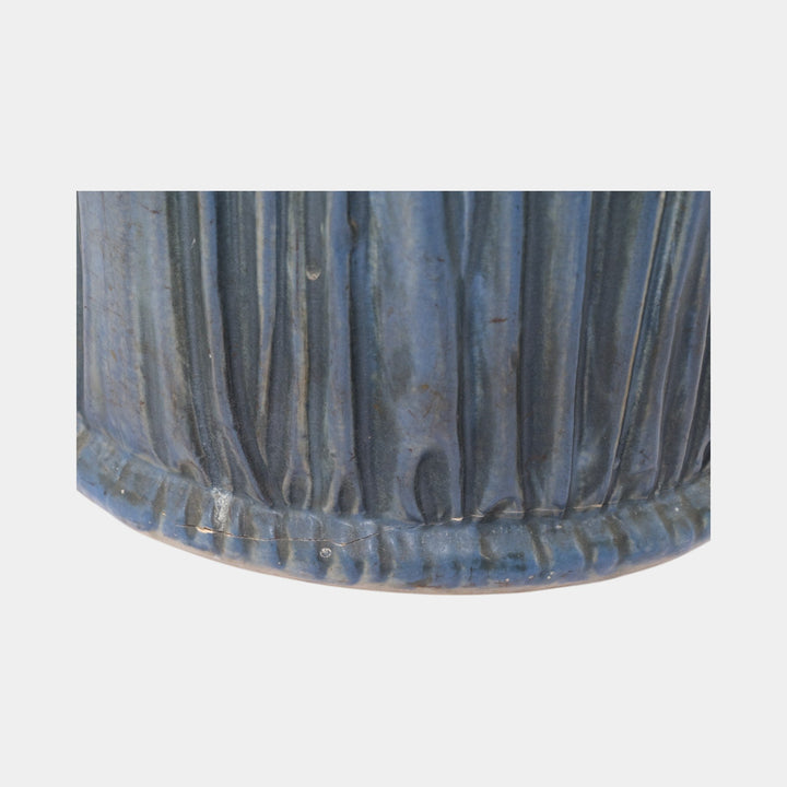 Weller Blue Drapery 1915 Antique Pottery Red Floral Blue Ceramic Umbrella Stand - Just Art Pottery