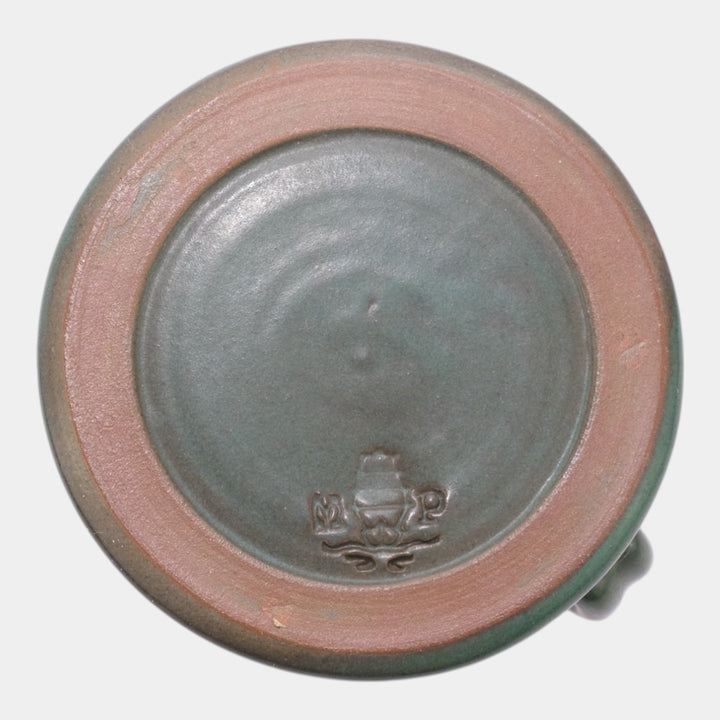 Marblehead Vintage Art Pottery Green Handled Chamberstick Candle Holder - Just Art Pottery