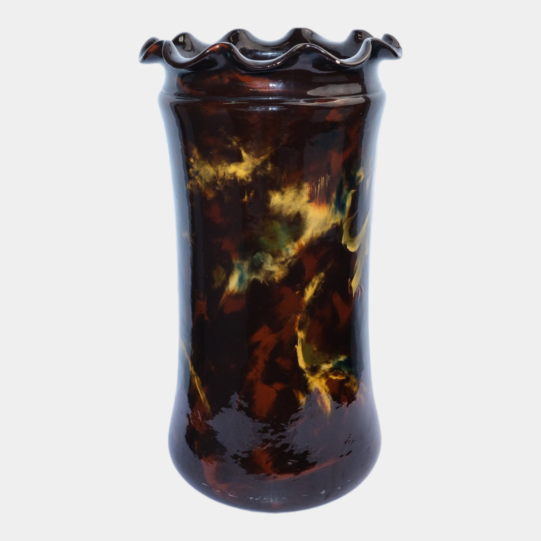 Weller Aurelian 1900s Vintage Art Pottery Standard Glaze Floral Umbrella Stand - Just Art Pottery