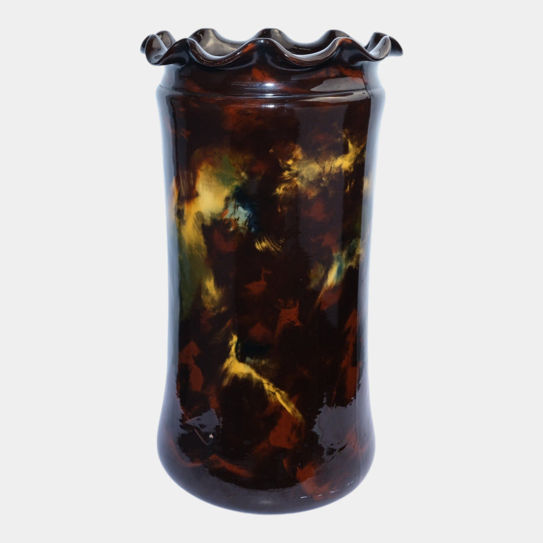 Weller Aurelian 1900s Vintage Art Pottery Standard Glaze Floral Umbrella Stand - Just Art Pottery