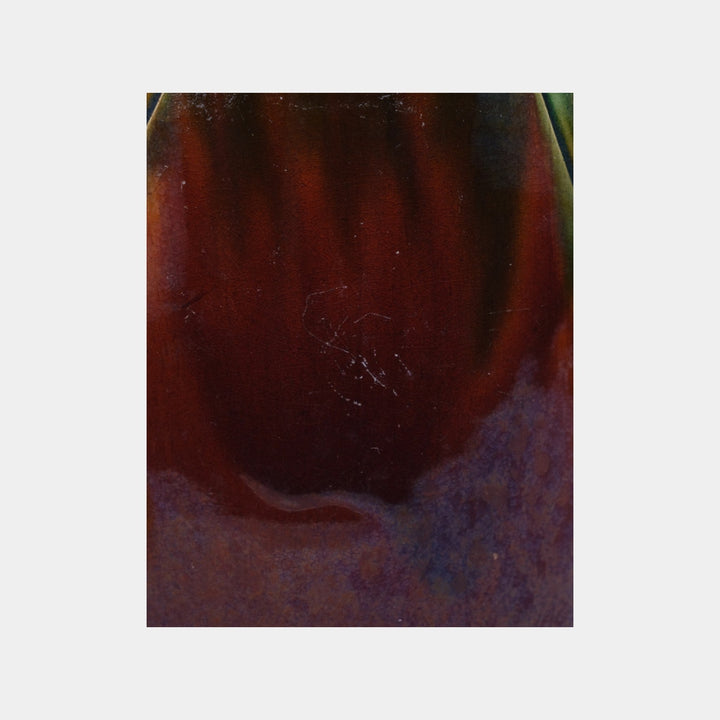 Awaji Japanese 1900-1910 Antique Art Pottery Green Brown Daffodils Ceramic Vase - Just Art Pottery