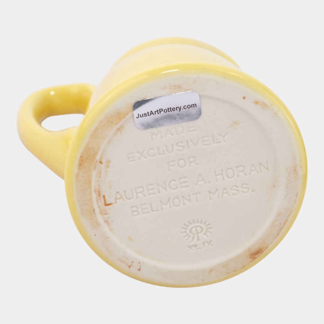 Rookwood 1949 Vintage Yellow Laurence Horan Advertising Handled Pitcher - Just Art Pottery