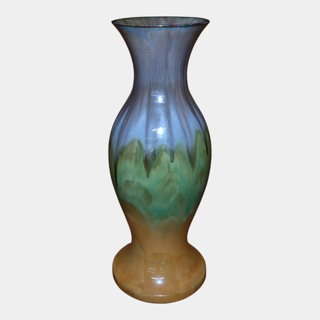 Fulper 1909-1917 Arts And Crafts Pottery Blue Green Yellow Massive Floor Vase - Just Art Pottery